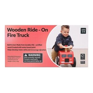 Wooden Ride-On Fire Truck Toy For Kids Ages 2-6 | Push Car | FSC Certified